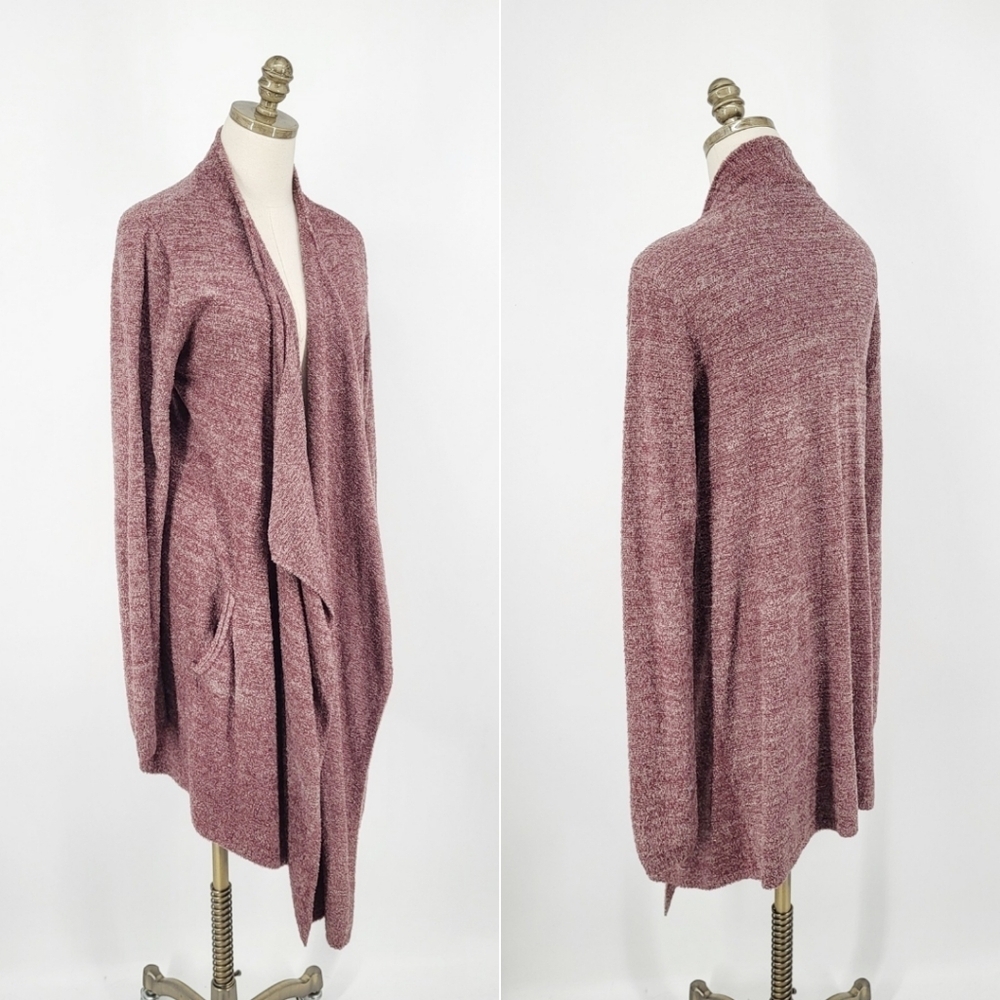 Barefoot Dreams Cozy Chic Lite Island Wrap Cardigan Sweater Fleece Pockets L/XL